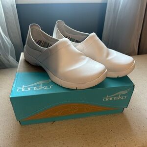 Dansko White Leather Casual Slip-Ons